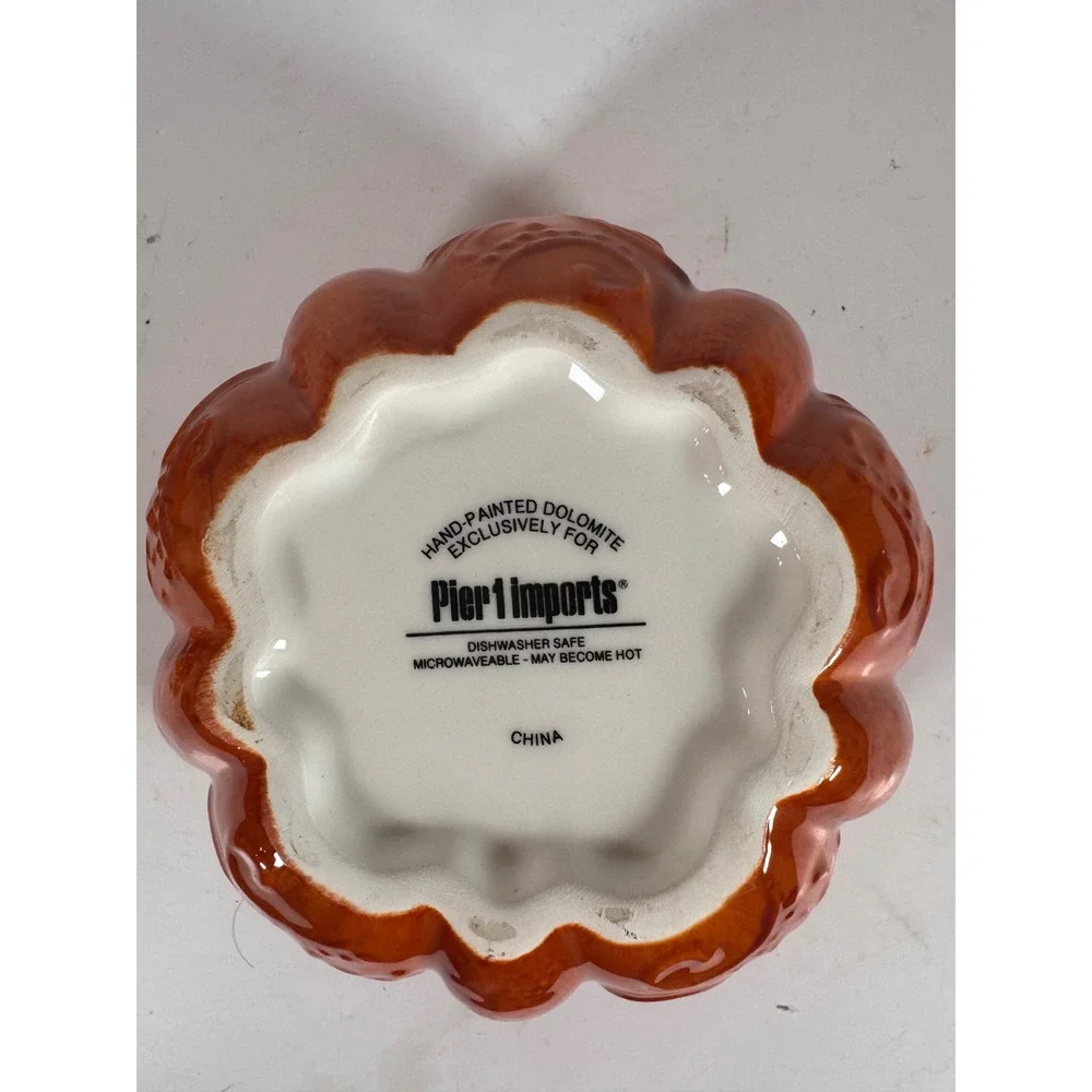 Pier 1 Imports Hand Painted Dolomite Pumpkin Lidded Jar Orange Fall Decor Whimsy